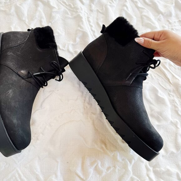 Eileen Fisher Kenille Genuine Shearling Trim Wedge Bootie Size 11 New - Picture 6 of 8